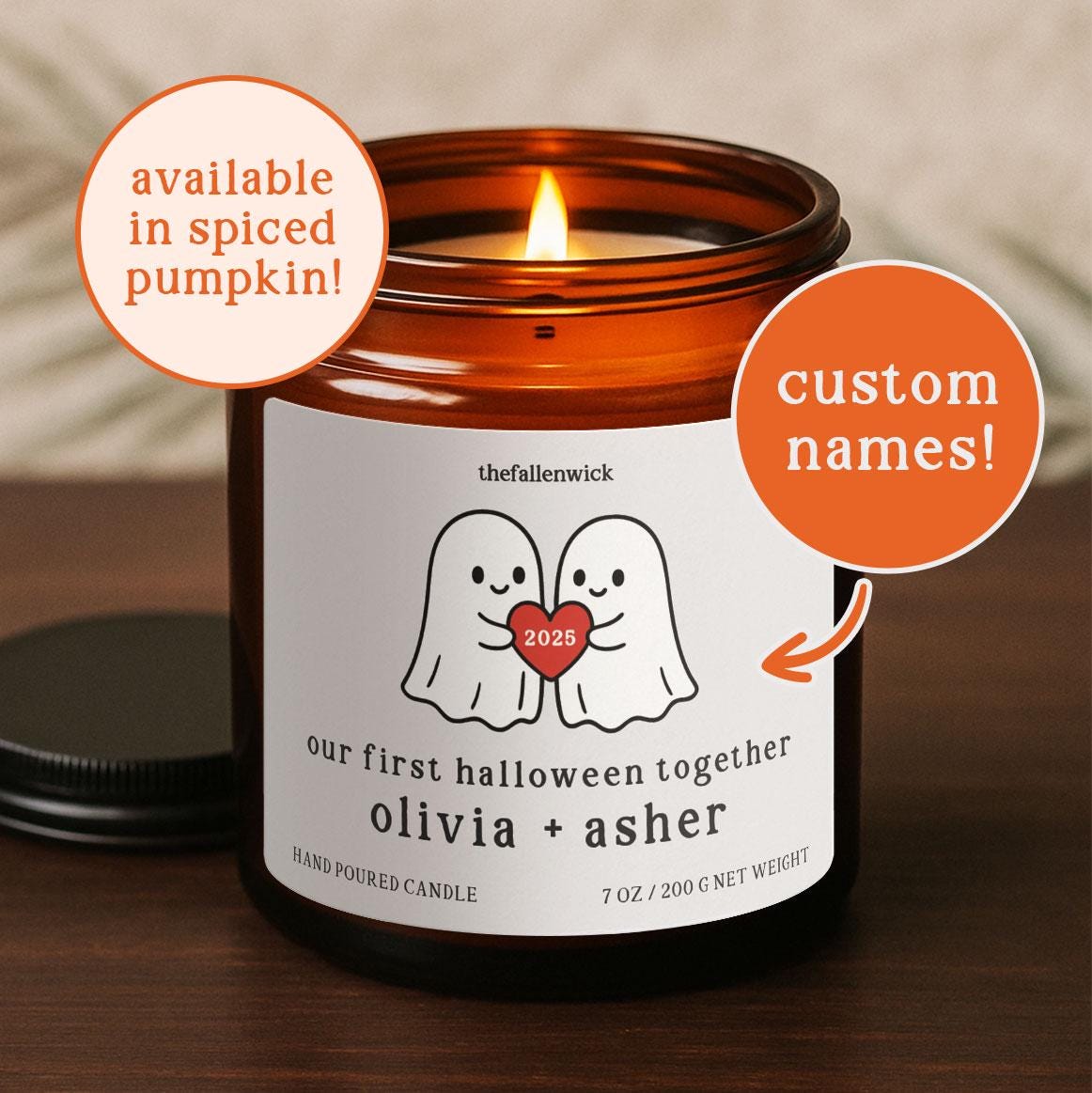 First Halloween Together, Cute Boyfriend Gift, Fall Decor, Autumn Candle, Spooky Season, Halloween Decor, Boo Basket, Personalized Candle