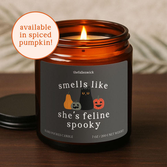 Smells Like She's Feline Spooky, Halloween Cat, Halloween Candle, Fall Decor, Autumn Candle, Spooky Season, Halloween Decor, Cat Lover